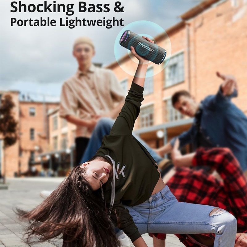 Tronsmart T7 Lite Bluetooth Speaker Portable Enhanced Bass with 24 Hours Playtime, APP Control, IPX7 Waterproof for Camping - Blue