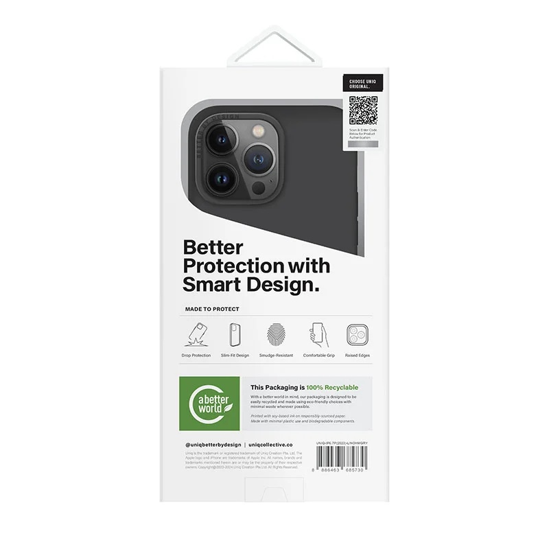 UNIQ Lino Hue MagClick Magsafe Compatible Phone Case for iPhone 15 Pro Max – Charcoal Grey