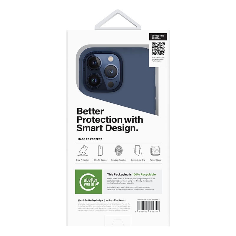 UNIQ Lino Hue MagClick Magsafe Compatible Phone Case for iPhone 15 Pro Max – Navy Blue