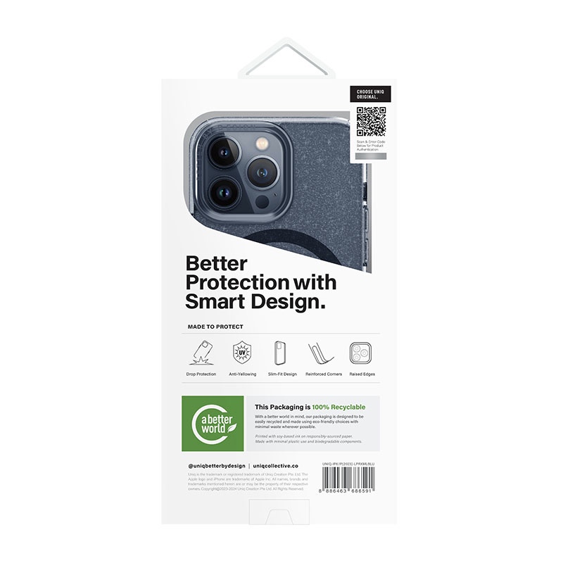 Uniq Life Pro Xtreme MagClick MagSafe Compatible Phone Case for iPhone 15 Pro – Tinsel (Lucent Blue)
