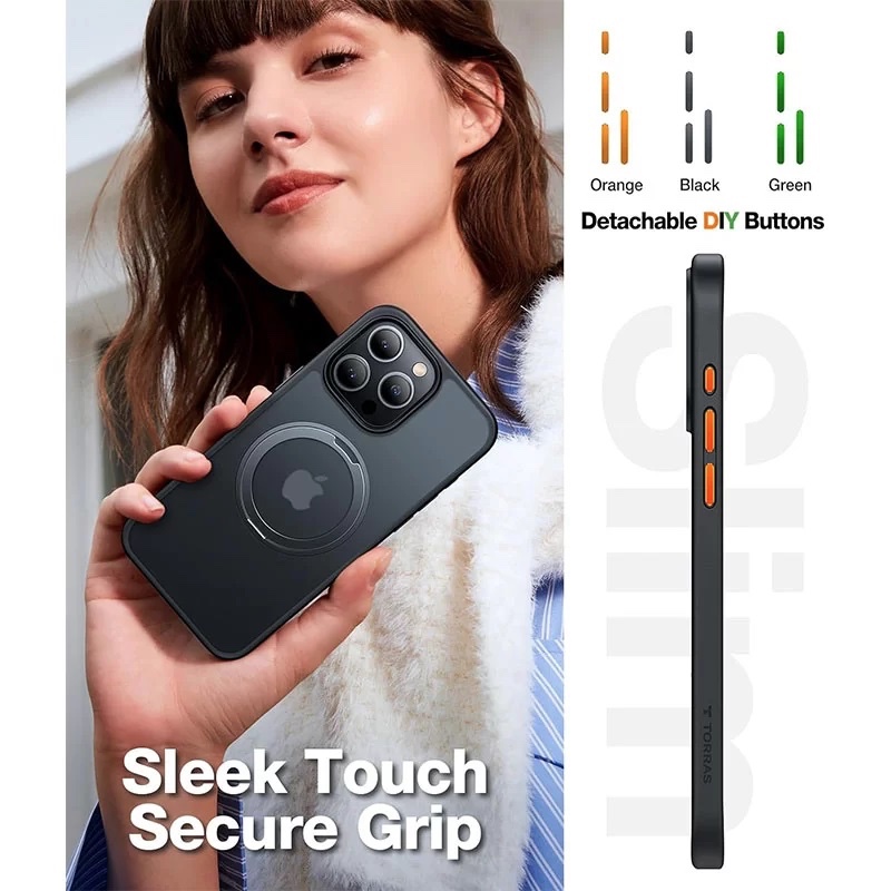 Torras UPRO Ostand Pro Series Magsafe Compatible Phone Case for iPhone 15 Pro Max 6.7? – Navy Blue