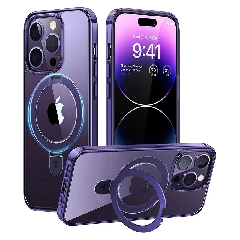 Torras UPRO Ostand Clear Phone Case for iPhone 14 Pro Max - Dark Purple