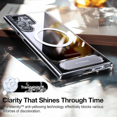 Torras UPRO Pstand Series Magsafe Compatible Phone Case for Samsung Galaxy S24 Ultra – Clear