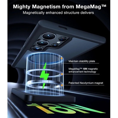 Torras Guardian Magnetic (Magsafe Compatible) Series Phone Case for Samsung Galaxy S24 Ultra - Black