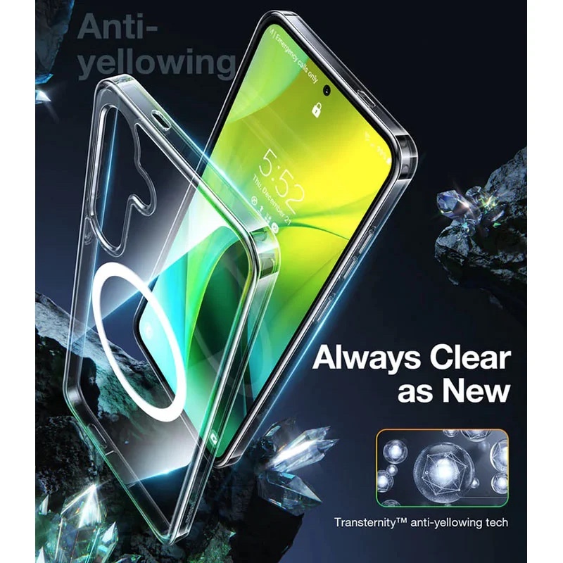 Torras Diamond-Mag Series (MagSafe Compatible) Phone Case for Samsung Galaxy S24 – Clear