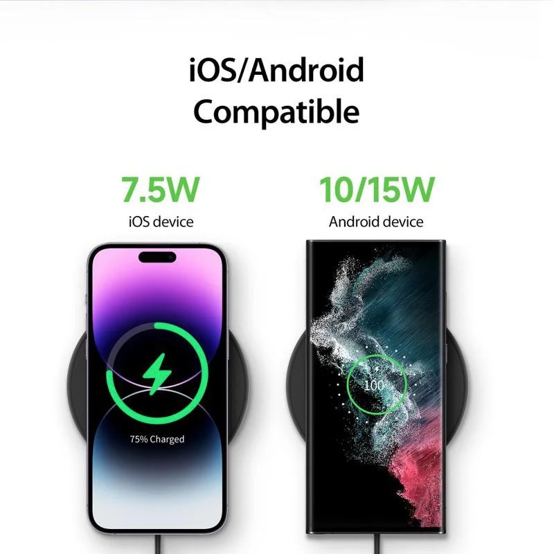 Universal 15W Fast Qi-Certified Wireless Charger - W11 - Black