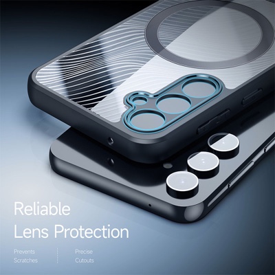 Aimo Mag Series Phone Case for Samsung Galaxy S23 FE (MagSafe Compatible) – Transparent Black