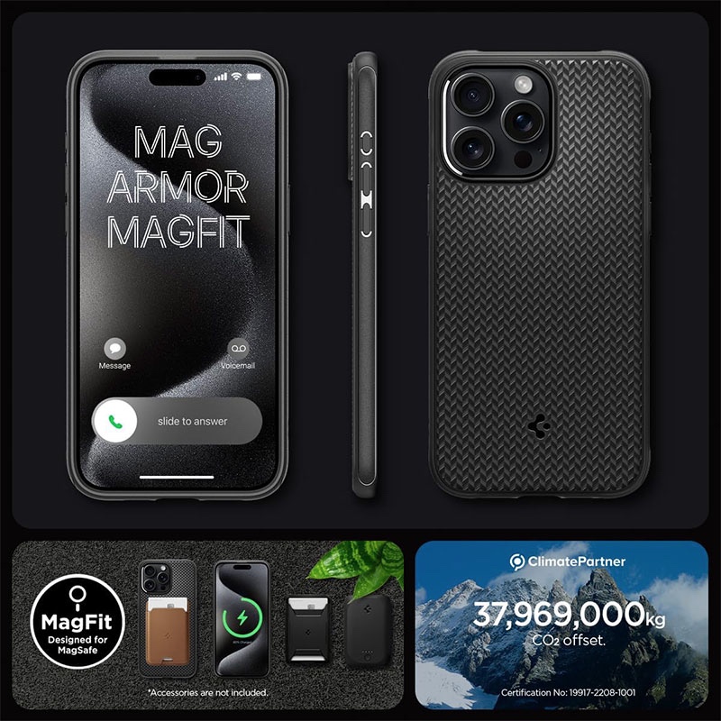 Spigen Mag Armor MagFit MagSafe Compatible Phone Case for iPhone 15 Pro Max - Matte Black