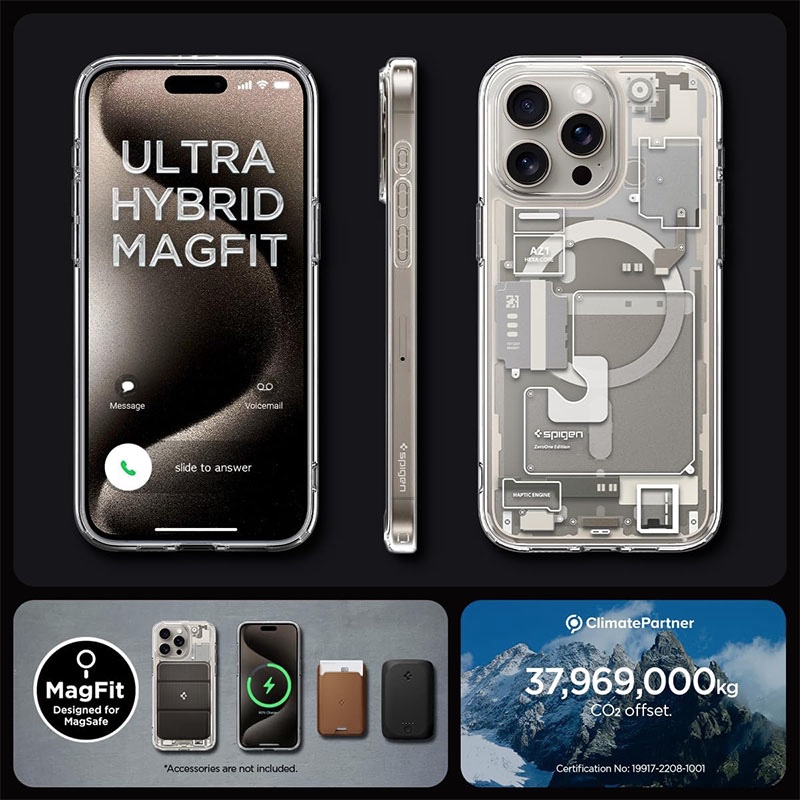 Spigen Ultra Hybrid Magfit MagSafe Compatible Phone Case for iPhone 15 Pro – Zero Natural Titanium