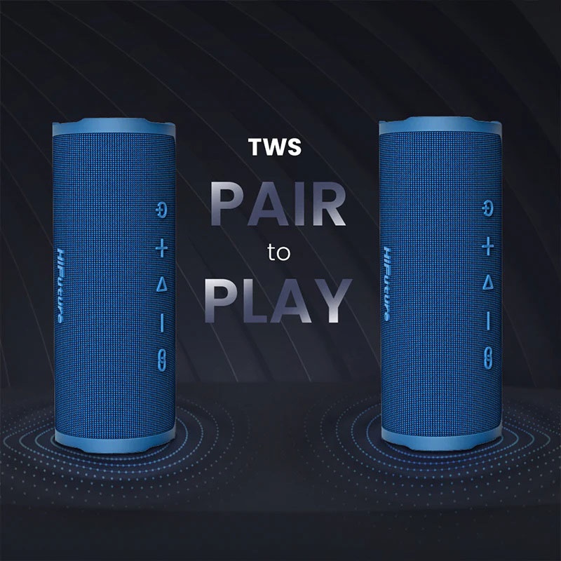 HiFuture Ripple 30W Portable Bluetooth Speaker with Crystal Clear Sound Quality, IPX7 Waterproof, Powerful Bass, 12 Hour Playtime - Blue