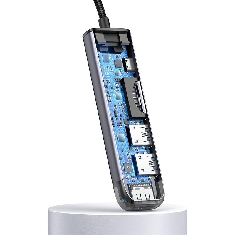 Mcdodo USB C Hub 6 in 1 Dongle to HDMI Multiport Adapter with 4K HDMI Output 2 USB 3.0 Ports SD/TF Card Reader 100W PD - HU-7740