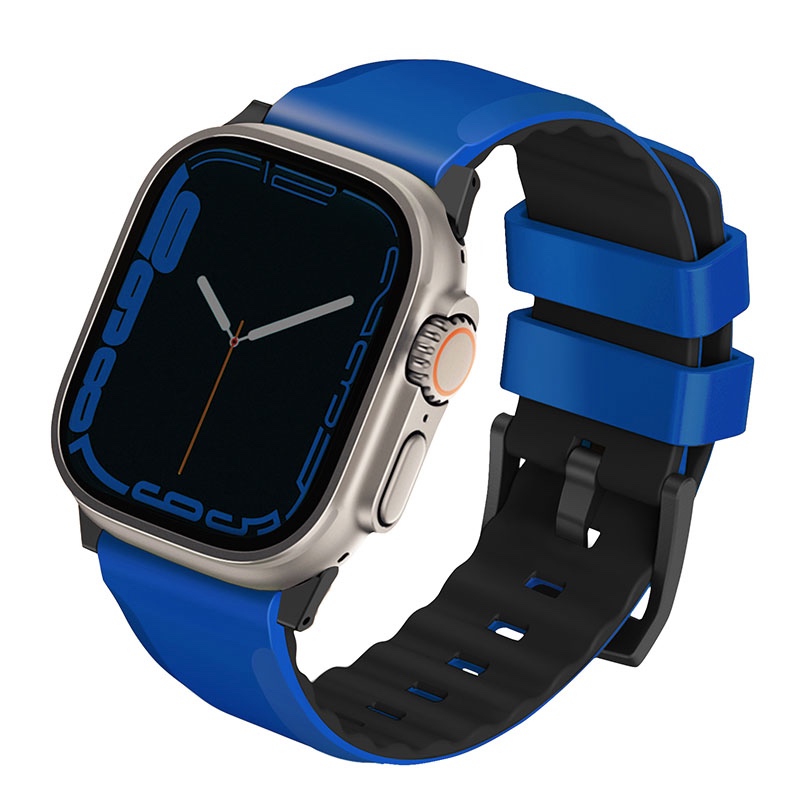 UNIQ Linus Airosoft Silicone Apple Watch Strap for Series 1-10, SE/SE2 & Watch Ultra 49/45/44/46MM – Racing Blue