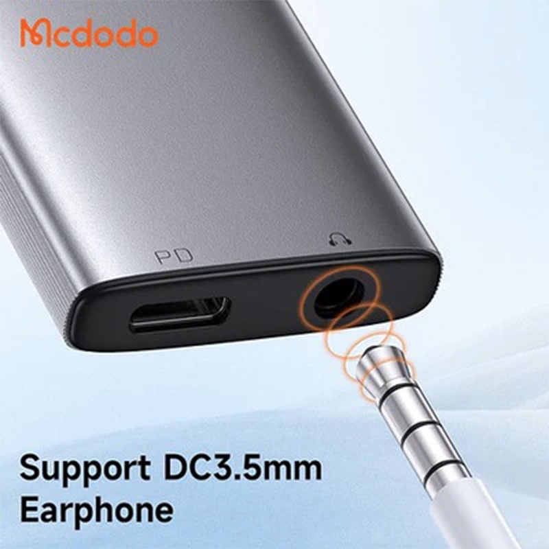 Mcdodo Type C to 60W C Charging & 3.5mm Aux Audio Adapter Splitter with DAC Support - CA-5050