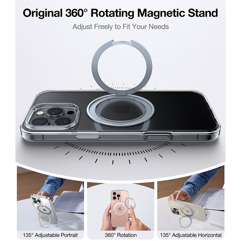 Torras Ostand Pro Series MagSafe Compatible Case for iPhone 16 Pro - Titanium Grey