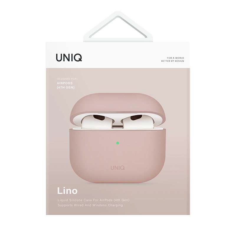 UNIQ Lino Hybrid Liquid Silicone Case for AirPods 4th Gen - Pink