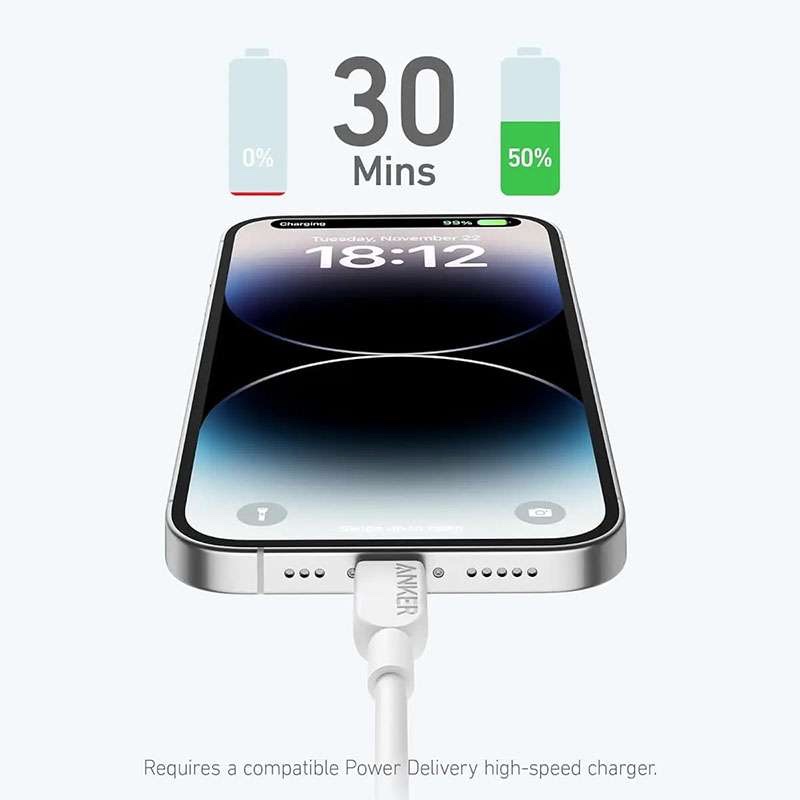 Anker 310 USB-C to Lightning Cable 0.9m - White