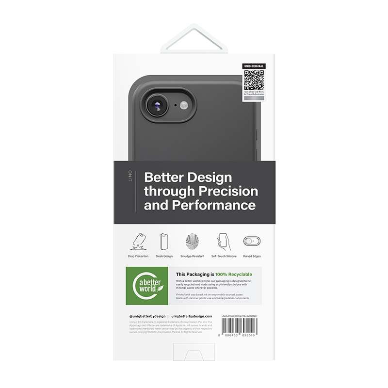 UNIQ Lino Magsafe Compatible Phone Case for iPhone 16E – Grey