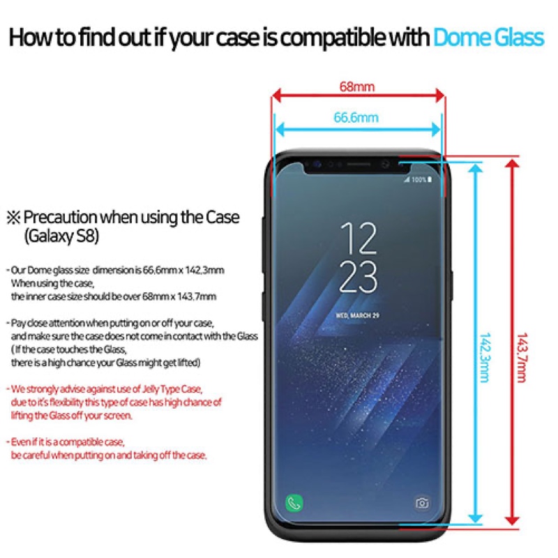 Galaxy S8 Whitestone Dome Glass Tempered Glass Screen protector with UV