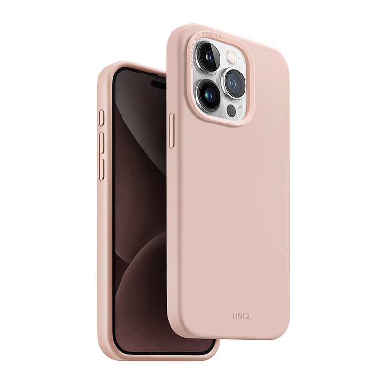 UNIQ Lino Hue MagClick Magsafe Compatible Phone Case for iPhone 15 Pro – Blush Pink