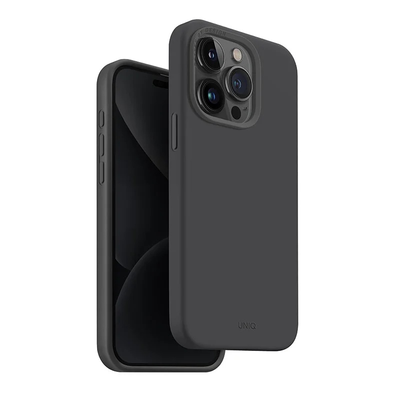 UNIQ Lino Hue MagClick Magsafe Compatible Phone Case for iPhone 15 Pro Max – Charcoal Grey