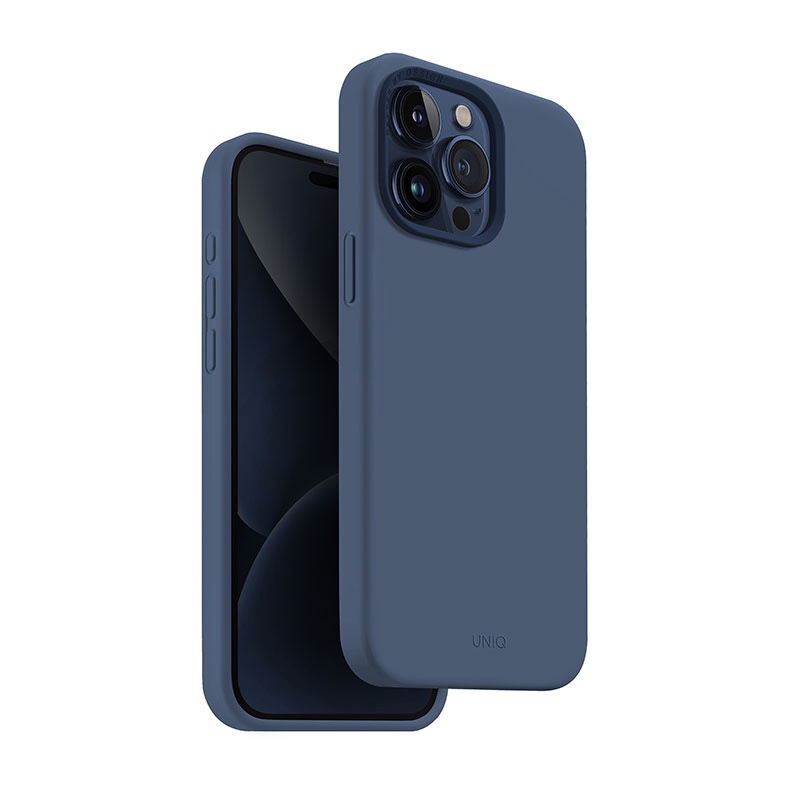 UNIQ Lino Hue MagClick Magsafe Compatible Phone Case for iPhone 15 Pro Max – Navy Blue