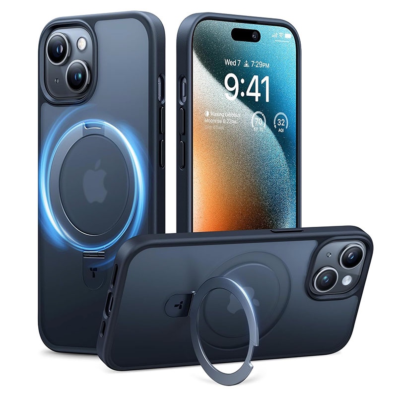 Torras UPRO Ostand Matte Series Magsafe Compatible Phone Case for iPhone 15 Plus 6.7? – Black