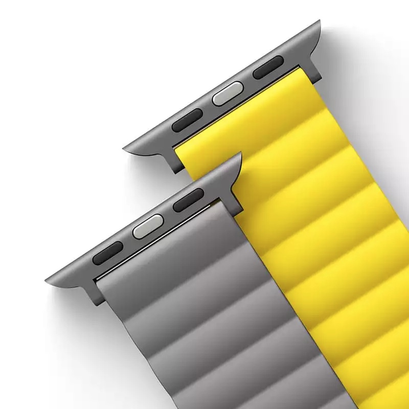 UNIQ Revix Reversible Magnetic Apple Watch Strap Series 1-10, SE/SE2 & Watch Ultra  49/45/44/46mm - Lemon (Yellow/Grey)