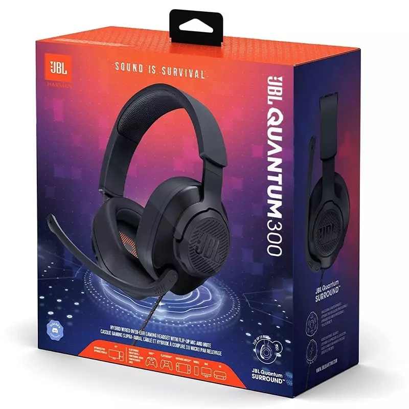 JBL Quantum 300 - Wired Over-Ear Gaming Headphones with JBL Quantum Engine Software - Black