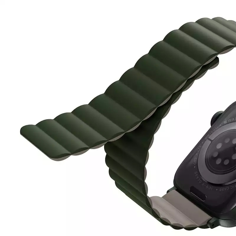UNIQ Revix Reversible Magnetic Apple Watch Strap Series 1-10, SE/SE2 & Watch Ultra  49/45/44/46MM - Pine (Green/Taupe)