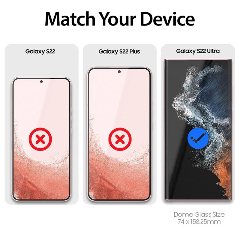 Whitestone [Dome Glass] For Samsung Galaxy S22 Ultra Tempered Glass Screen Protector – Liquid Dispersion Tech – Single Pack with UV