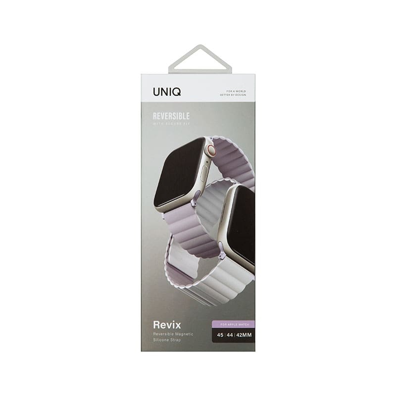 UNIQ REVIX Reversible Magnetic Apple Watch Strap for Series 1-10, SE/SE2 & Watch Ultra  49/45/44/46MM - Lilac (White)