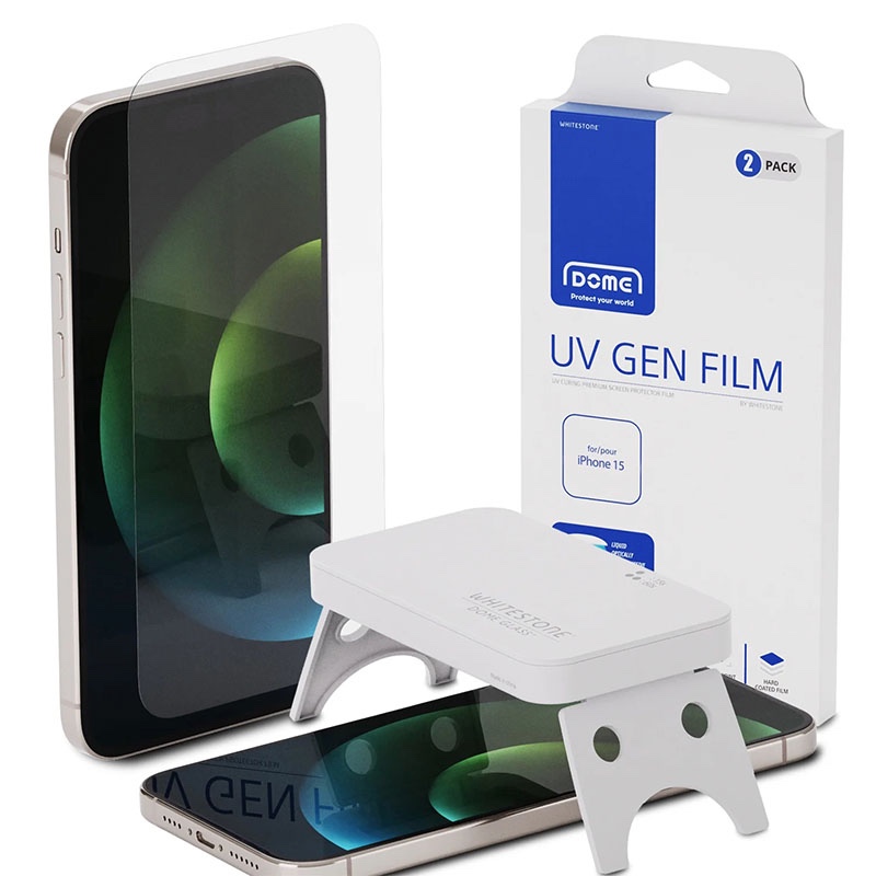 iPhone 15 Whitestone Dome [UV GEN] Hard Coated Film Screen Protector with UV light – 2 Pack Film