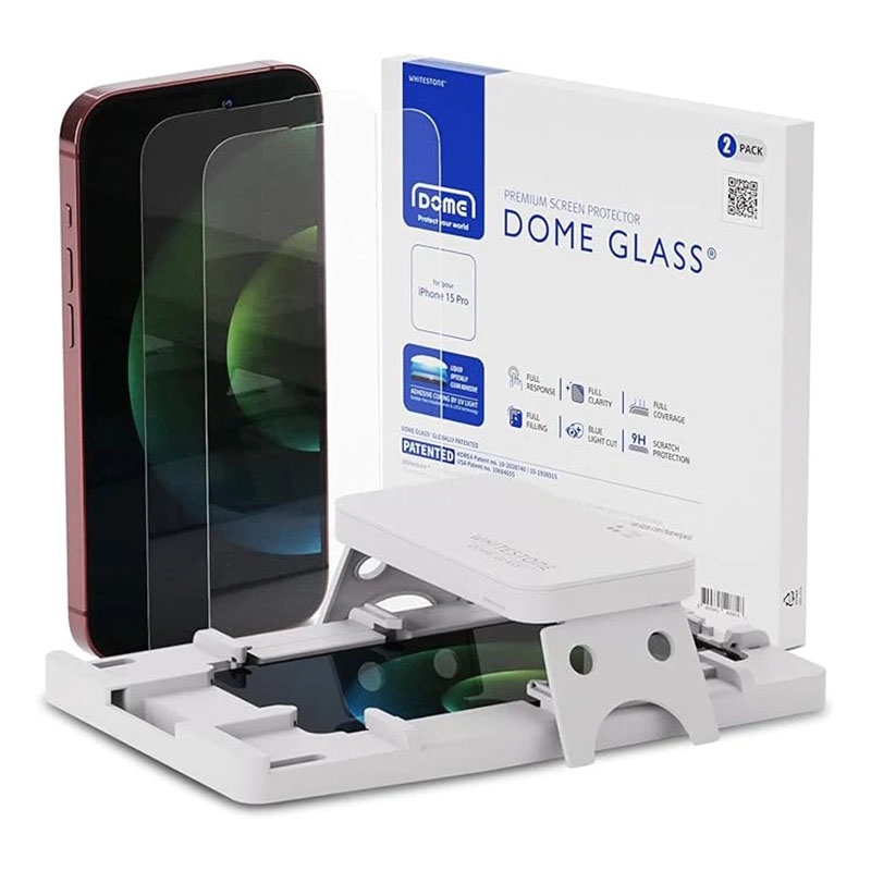 IPhone 15 Pro Whitestone [Dome Glass] Tempered Glass Screen Protector with UV Light - Pack of 2