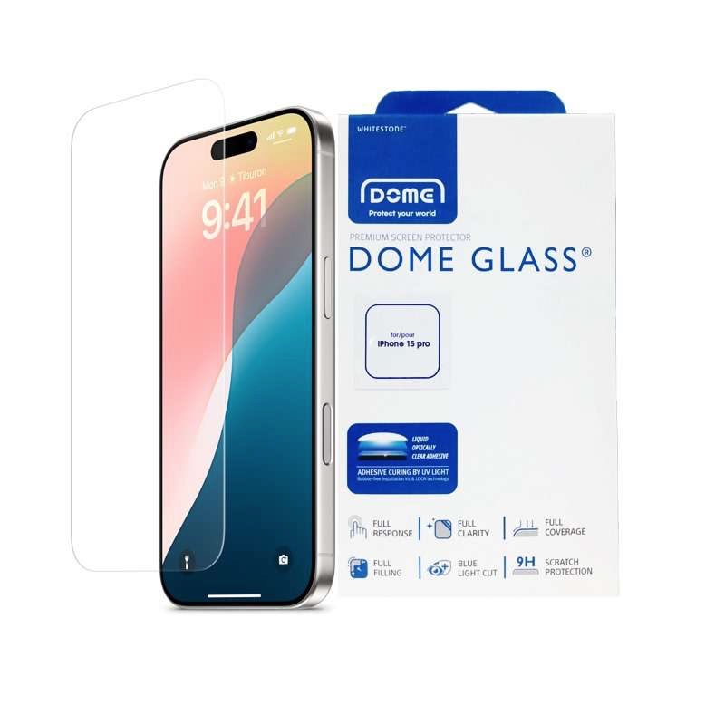 iPhone 15 Pro Whitestone [Dome Glass] Tempered Glass Screen Protector Single Pack Without UV
