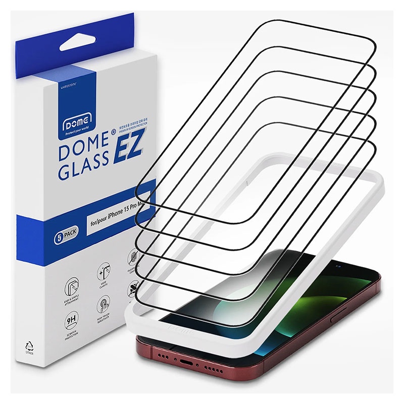 iPhone 15 Pro Max Whitestone Dome EZ Glass Screen Protector – Pack of 5