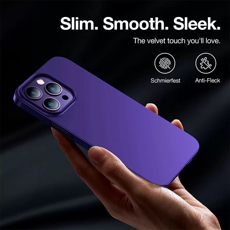 Torras Decency Series Phone Case with [2-Pack] Clear Tempered Glass Protector for iPhone 14 Pro - Deep Purple - X001LII1DI