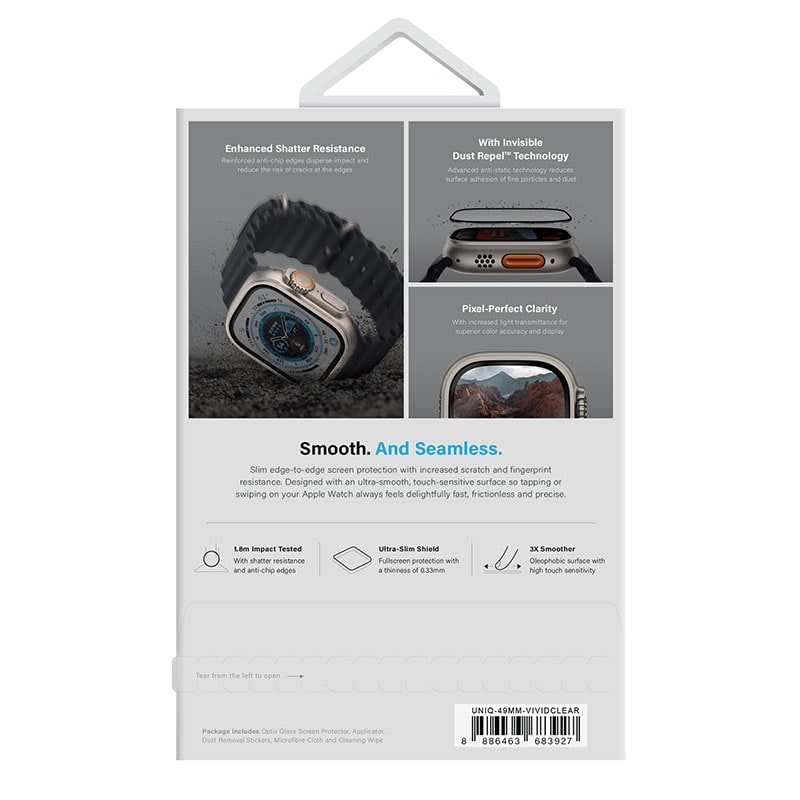Uniq Optix Vivid Clear Glass Screen Protector For Apple Watch Ultra/Ultra 2