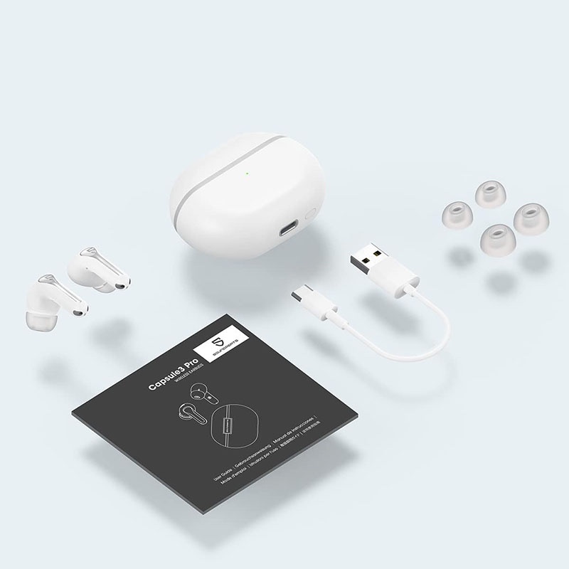 SoundPEATS Capsule3 Pro Wireless Earbuds with Hi-Res and LDAC, 43dB Hybrid Active Noise Cancelling Bluetooth Earphones with 6 Mics – White