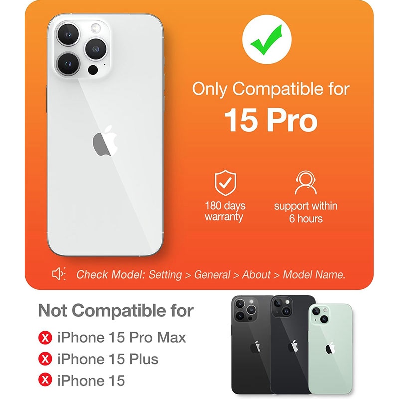 Torras UPRO Ostand Matte Series Magsafe Compatible Phone Case for iPhone 15 Pro - Black