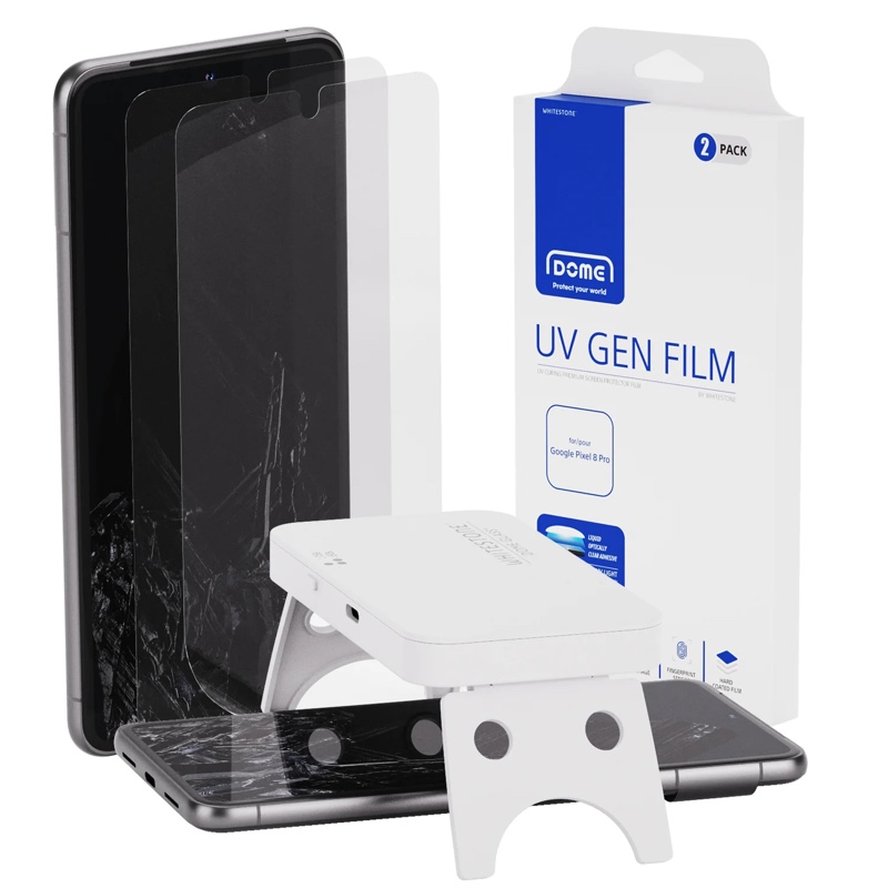Whitestone Dome UV GEN for Google Pixel 8 Pro Hard Coated Film Screen Protector with UV light - 2 Pack