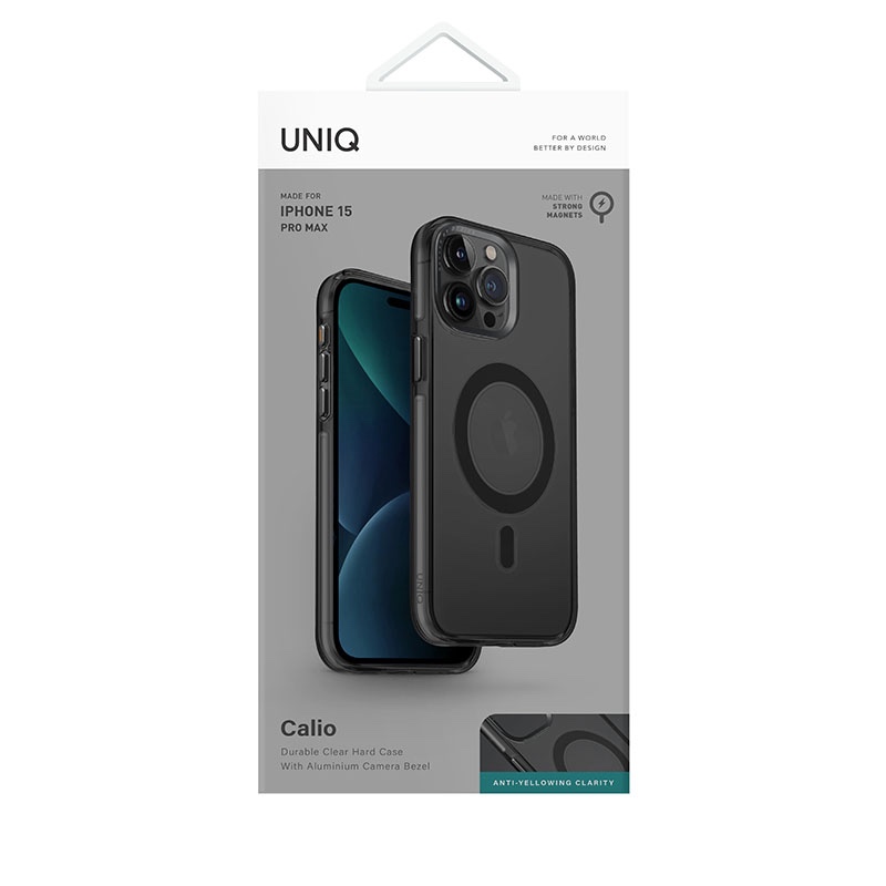 UNIQ Calio MagSafe MagClick Charging Compatible Phone Case for iPhone 15 Pro Max – Smoked (Grey Tinted)