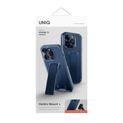Uniq Heldro Mount Case with Stand for iPhone 15 Pro Max – Deep Blue