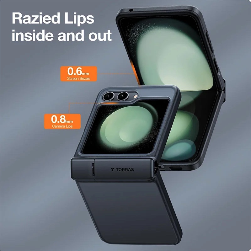 Torras Armor Stand Series Phone Case for Samsung Galaxy Z Flip 5 – Black