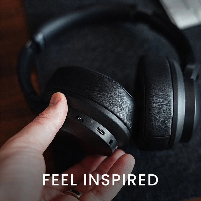 HiFuture FutureTour Over Ear ANC Headphones with Type C Fast Charge, 40 Hours Play, Bluetooth 5.2, 4 Microphones - Black