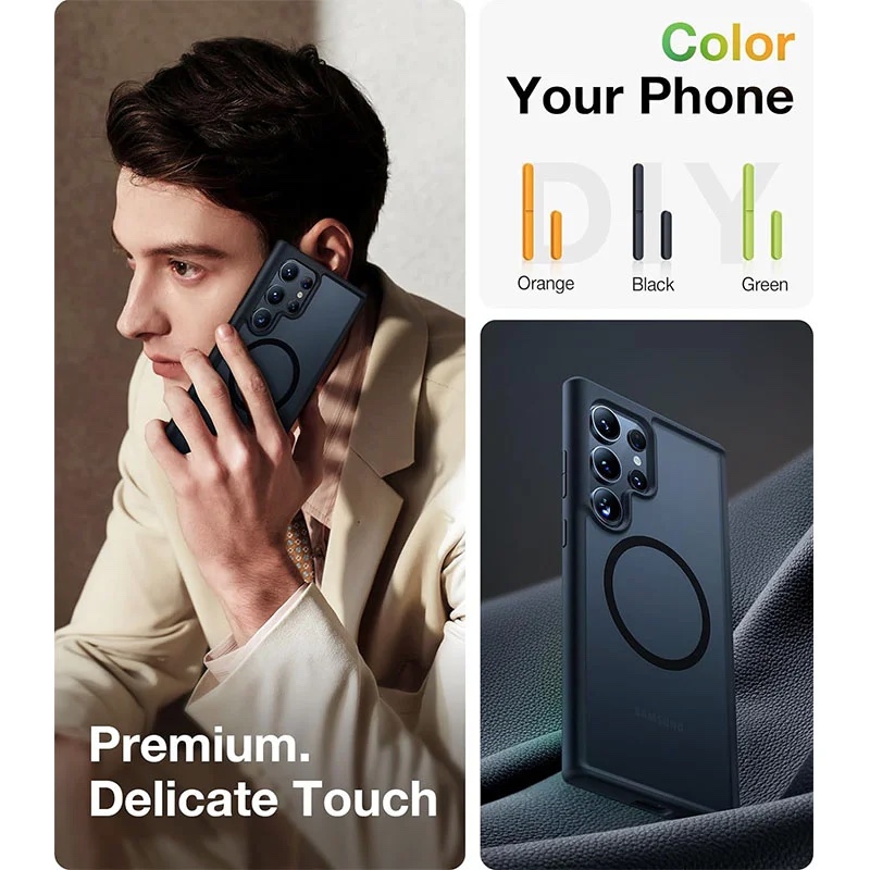 Torras Guardian Magnetic (Magsafe Compatible) Series Phone Case for Samsung Galaxy S24 Ultra - Black