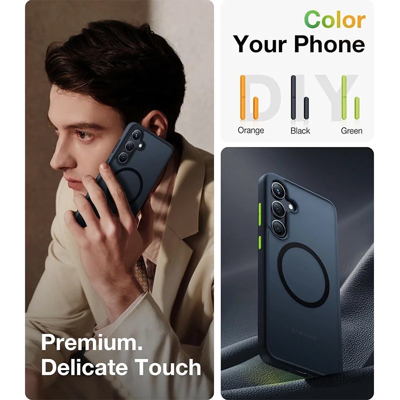 Torras Guardian Magnetic (Magsafe Compatible) Series Phone Case for Samsung Galaxy S24 – Black