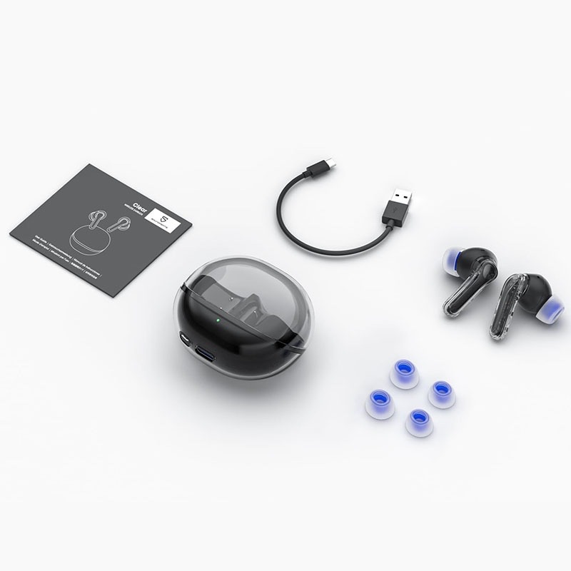 SoundPEATS Clear True Wireless Inexpensive Earbuds, Bluetooth 5.3 12mm, 2 Mic with ENC, Clear Calls with Deep Bass, Game Mode, 40H, IPX4, APP Customize EQ - Black