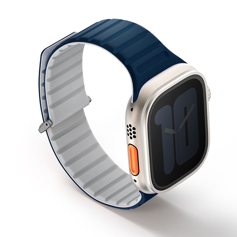 UNIQ Revix Evo Reversible Magnetic Apple Watch Strap for Series 1-10, SE/SE2 & Watch Ultra 49/45/44/46MM – Royal Blue / Chalk