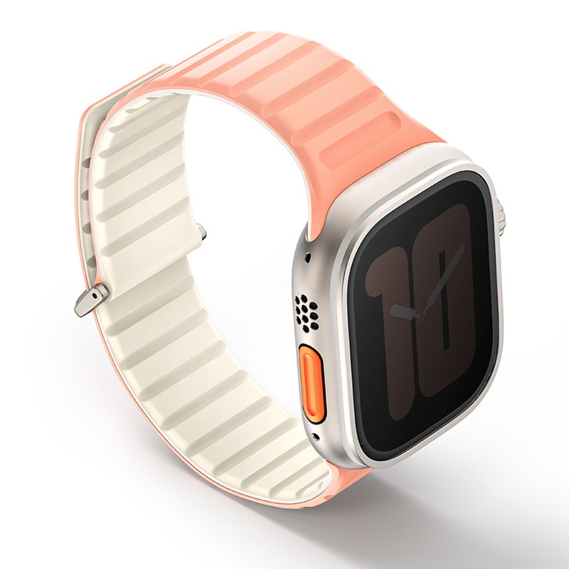 UNIQ Revix Evo Reversible Magnetic Apple Watch Strap for Series 1-10, SE/SE2 & Watch Ultra 49/45/44/46MM – Pink / Ivory