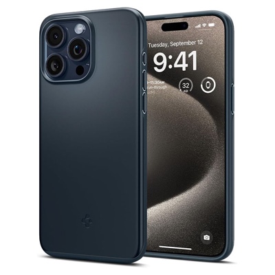 Spigen Thin Fit Phone Case for iPhone 15 Pro Max – Metal Slate